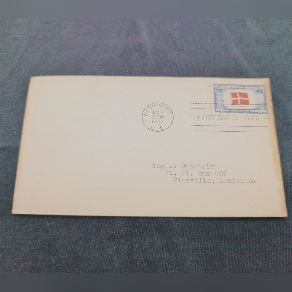 1943 Denmark Flag 5c First Day of Issue Envelope Original WW2